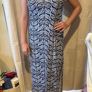 Lilly Pulitzer Navy and White Patterned Maxi Dress